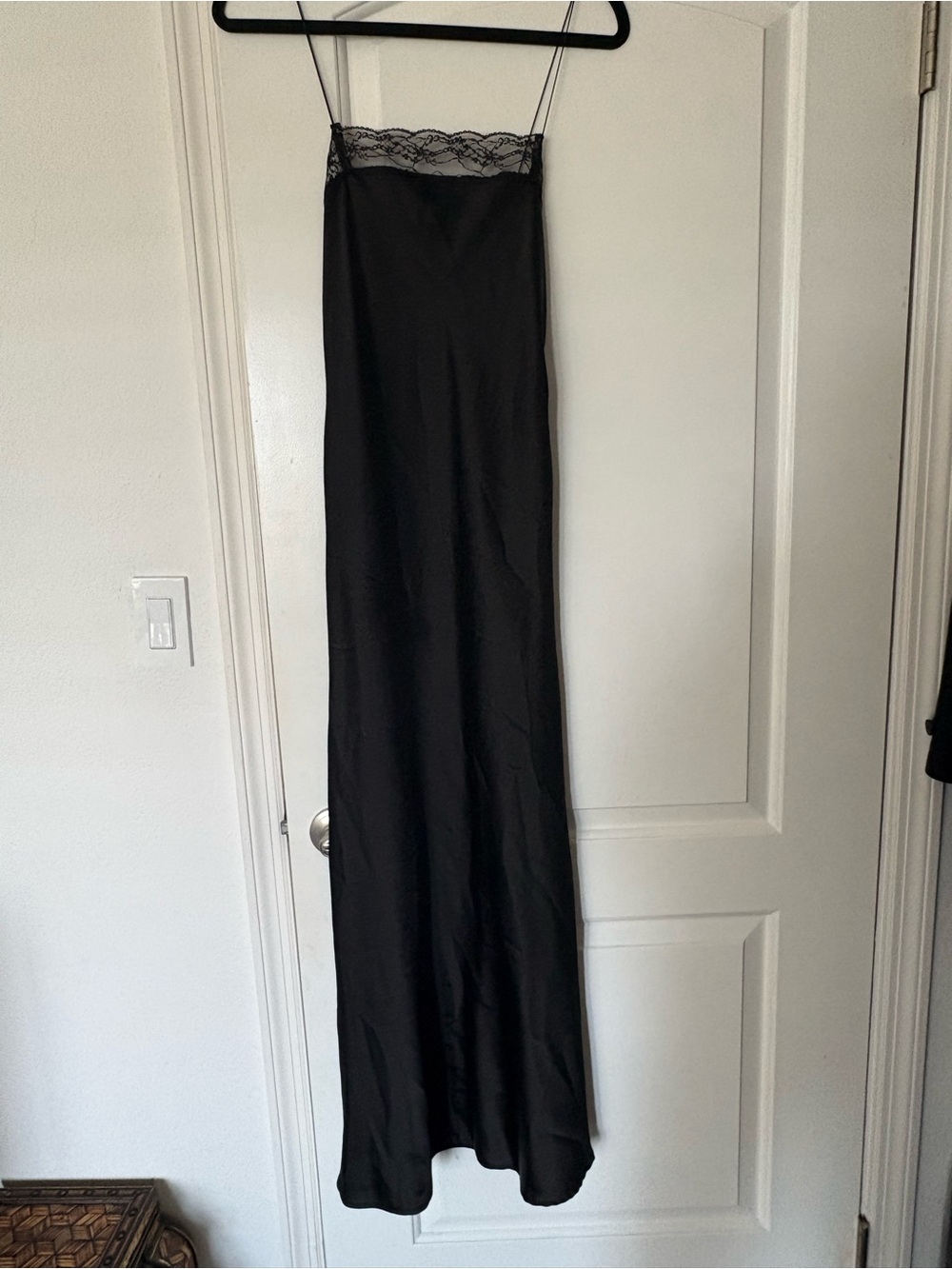 Y2K black cami lace satin sheath maxi dress size S by ISALIS